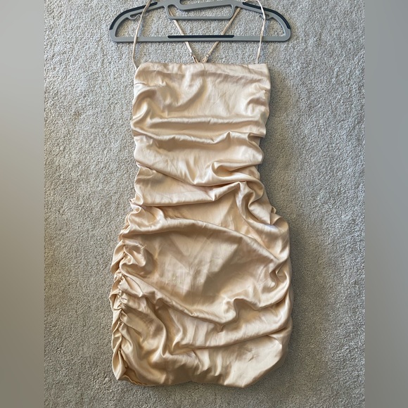 OhPolly Midnight Seduction Runched Backless Satin Mini Dress - Picture 5 of 5